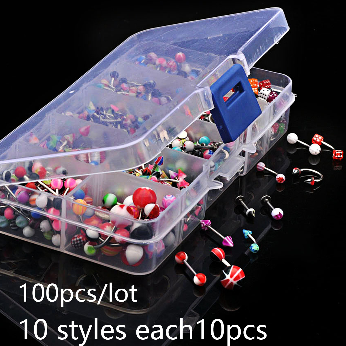 Body Jewelry Storage - 45/80/110Pcs Mix Styles Stainless Steel Tongue