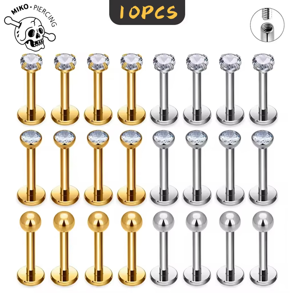 Belly Bar Titanium - 10Pc ASTM F136 G23 Titanium Labret