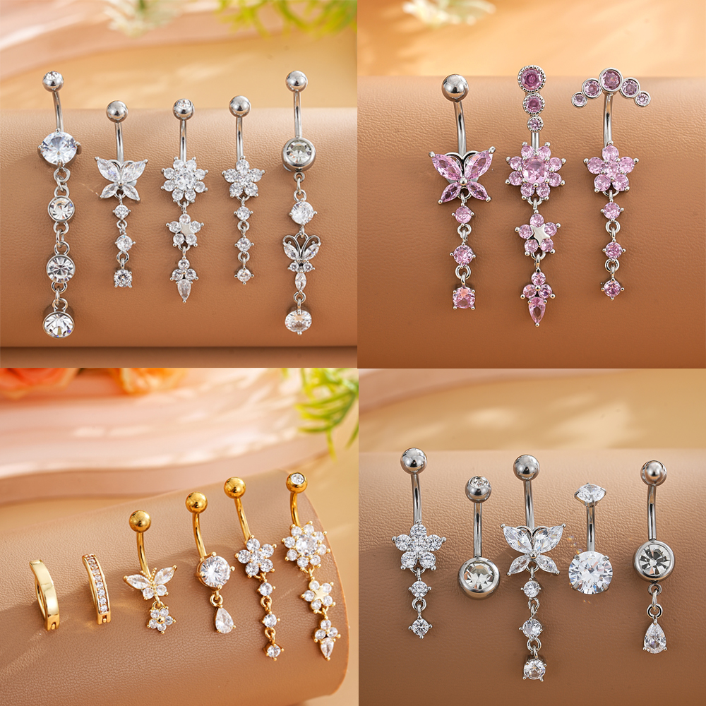 Belly Bar Titanium - 3-8pcs/lot Mixed-Style Belly Button Ring Sets