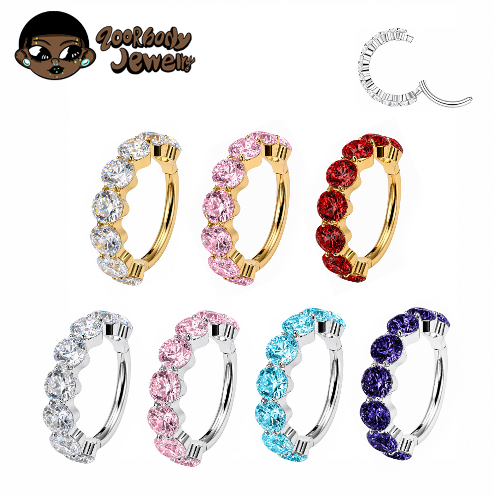 Belly Bar Titanium - ZOOR F136 Titanium Luxury Zircon Hinge
