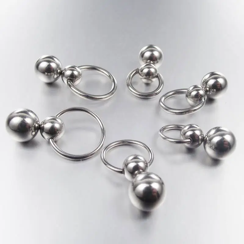 Nipple Bar Curved - Stainless Steel Double Ball Cucurbit Gourd