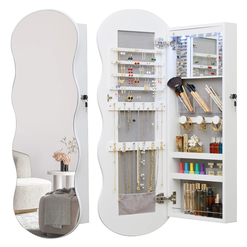 Body Jewelry Storage - European simple, wooden full-body floor full-length