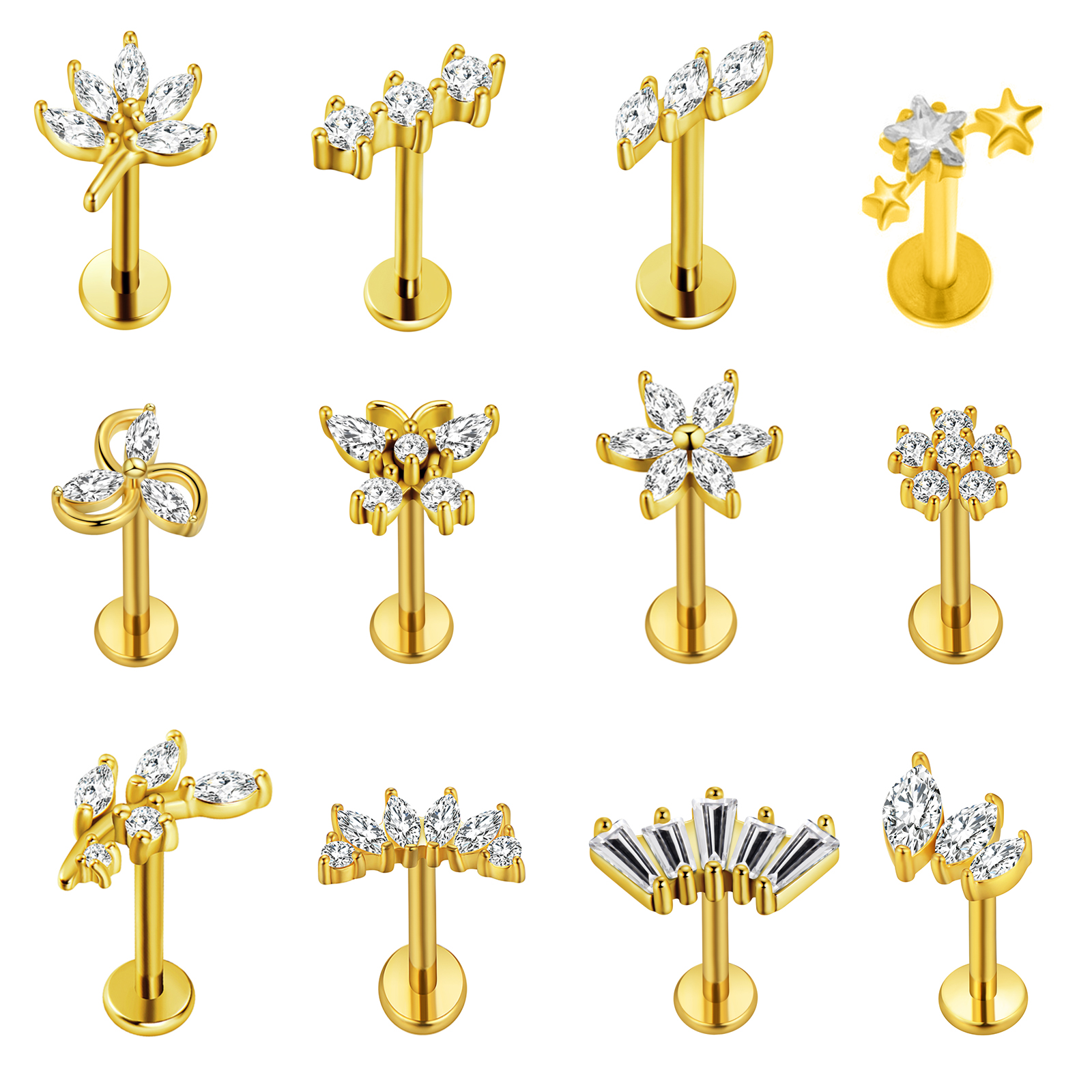 Body Jewelry Labret - Maple Leaf Labret Piercing Star Flowers100%