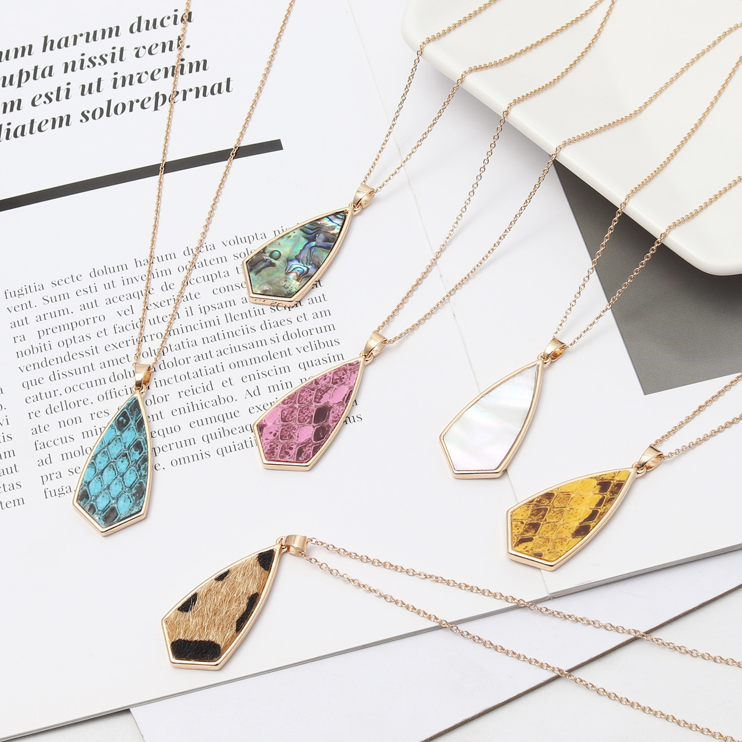 Body Jewelry Brands - Acrylic Abalone Shell Leopard Curved Geometric