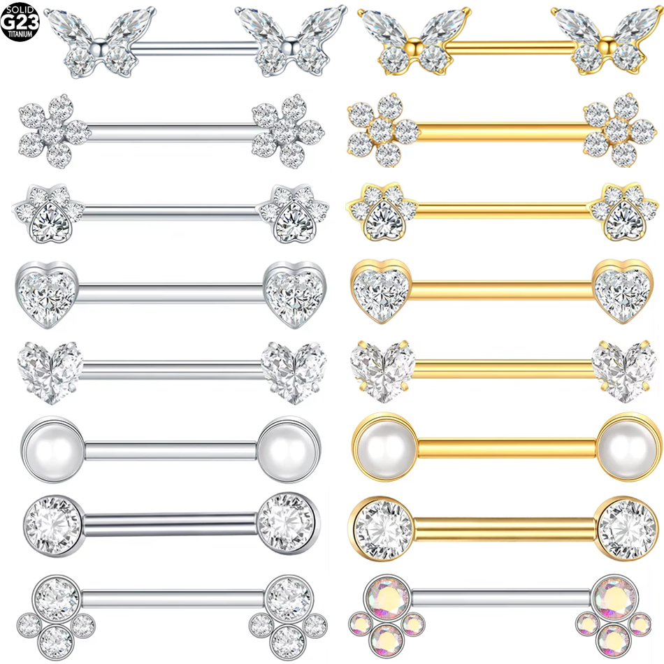 Belly Bar Titanium - 1Pc G23 Titanium Nipple Ring Straight