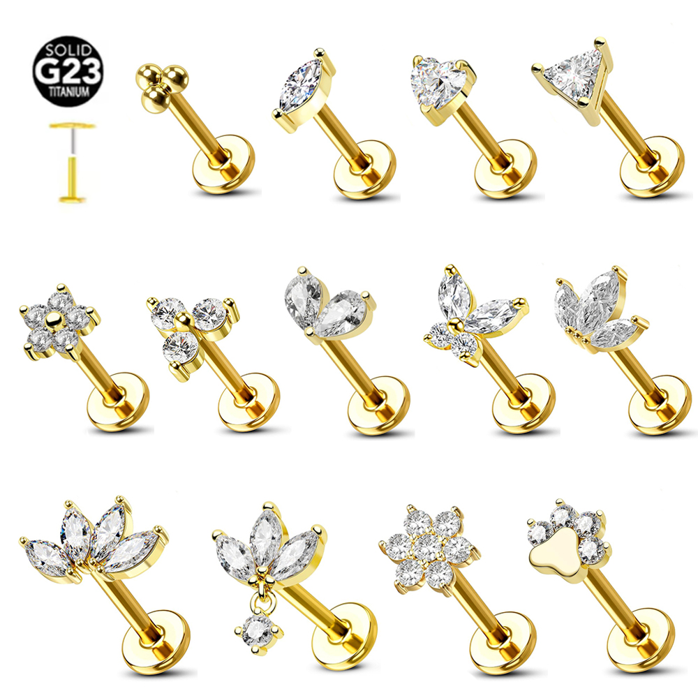 Belly Bar Titanium - ASTM F136 G23 Titanium Flower Threadless