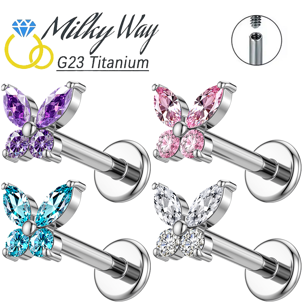 Body Jewelry Labret - 1PC G23 Titanium Butterfly Labret Piercing