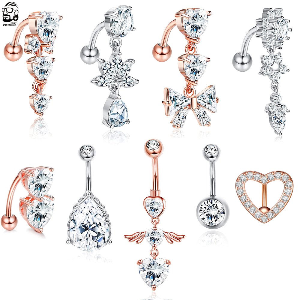 Belly Bar Titanium - Reverse Curved 14G Belly Button Rings
