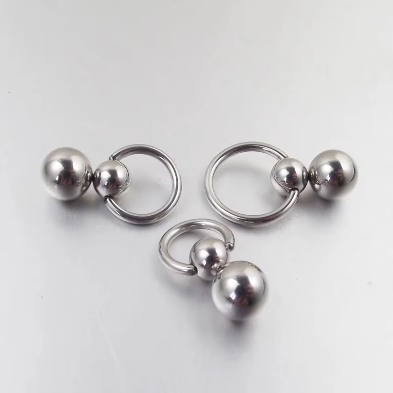 Nipple Bar Curved - 1Pcs Stainless Steel Double Ball Gourd