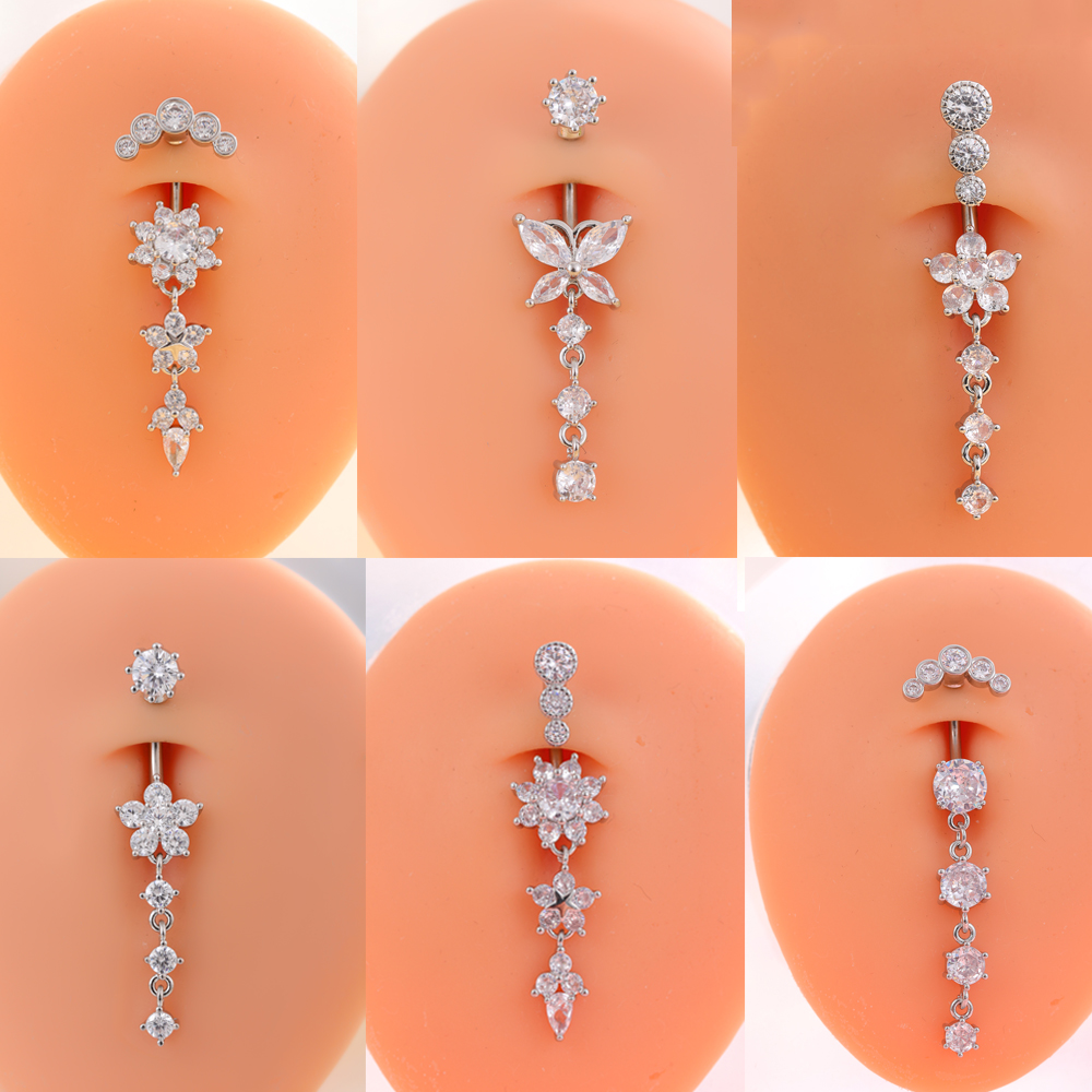 Belly Bar Titanium - 1pc Long Dangled Belly Button Ring