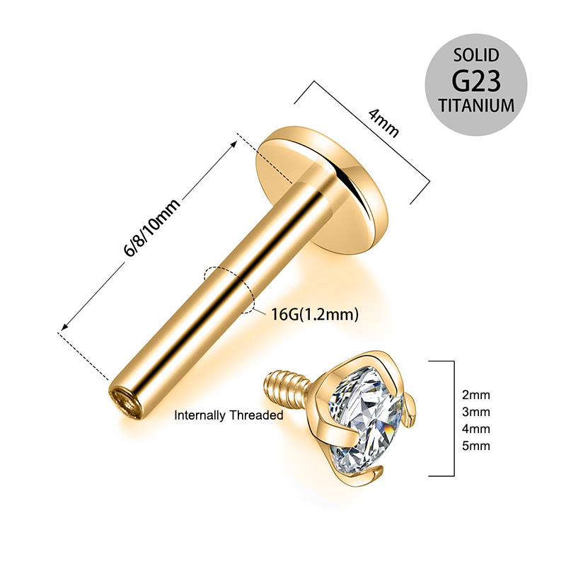16G Titanium Internally Thread - огляд і ціна Body Jewelry Labret