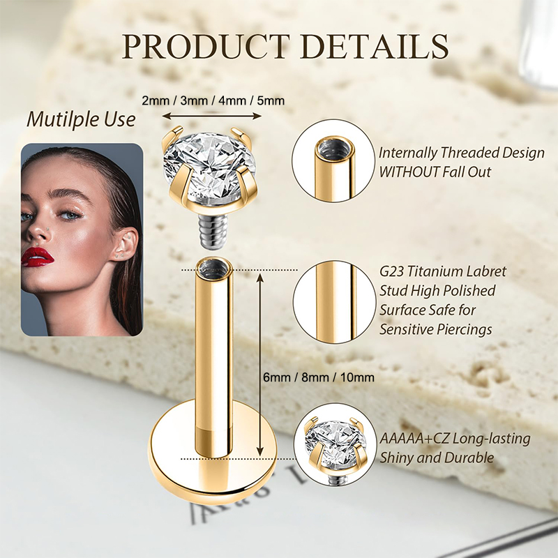 16G Titanium Internally Thread - огляд і ціна Body Jewelry Labret