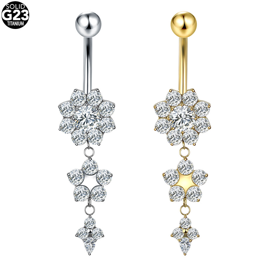 1/5PCS Titanium Heart CZ Navel - огляд і ціна Belly Bar Titanium