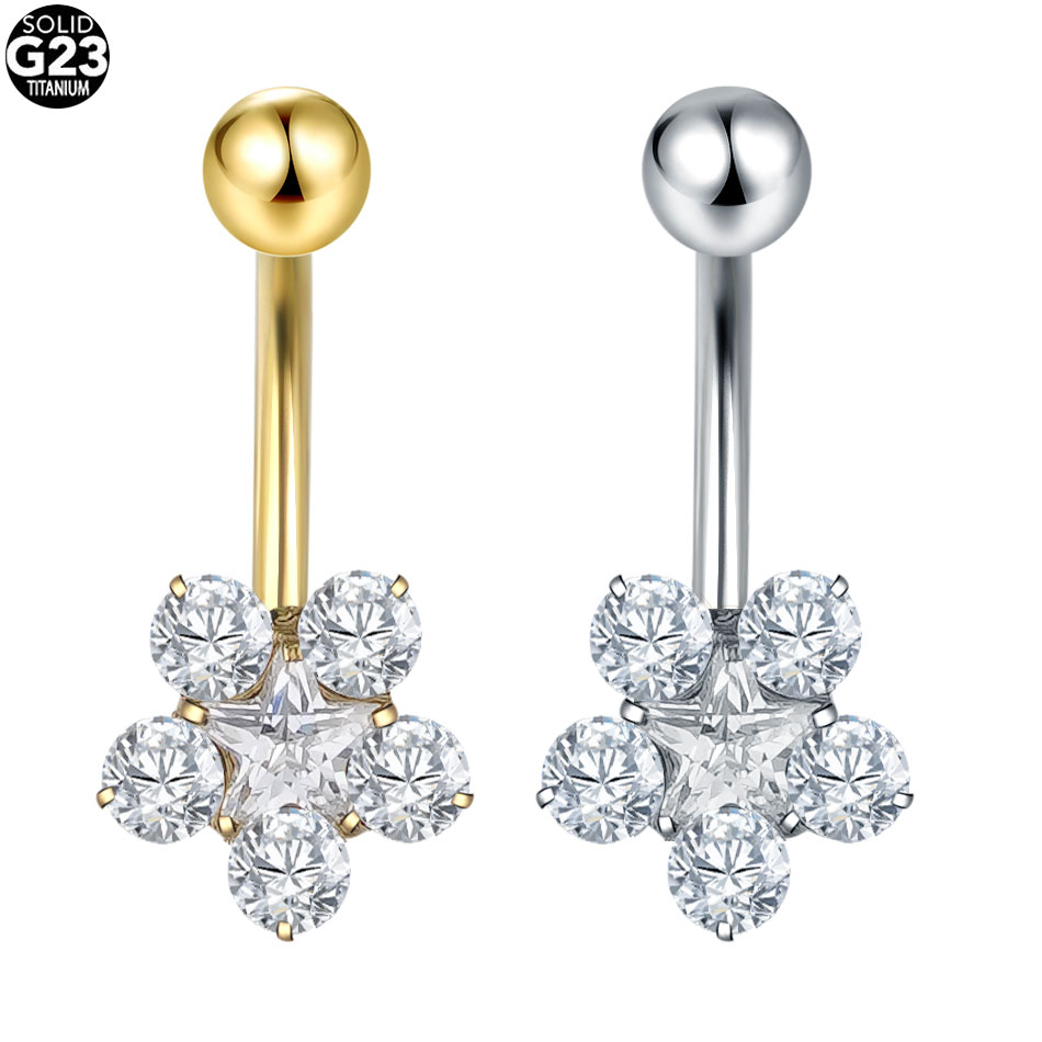 1/5PCS Titanium Heart CZ Navel - огляд і ціна Belly Bar Titanium
