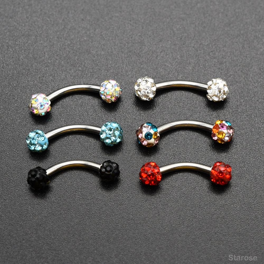 2Pcs 4mm Crystal Ball Curved B - огляд і ціна Nipple Bar Curved