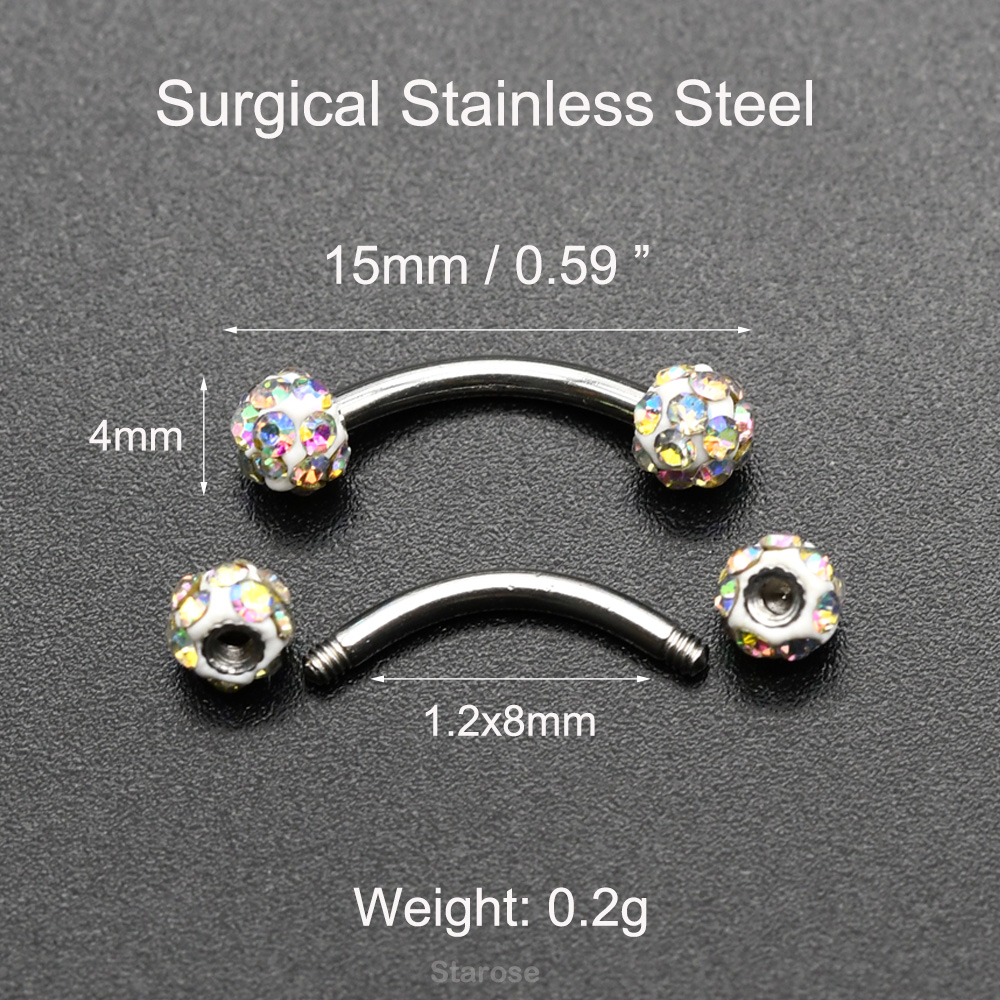 2Pcs 4mm Crystal Ball Curved B - огляд і ціна Nipple Bar Curved