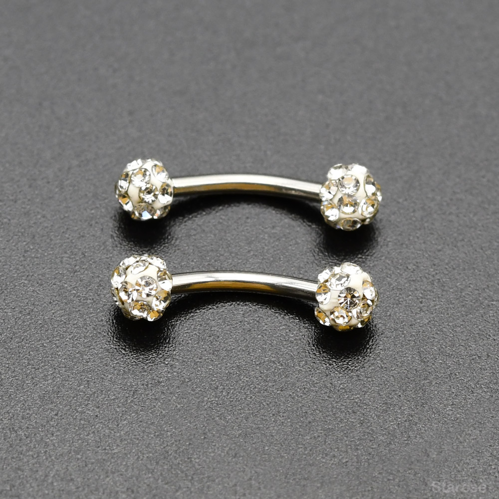 2Pcs 4mm Crystal Ball Curved B - огляд і ціна Nipple Bar Curved