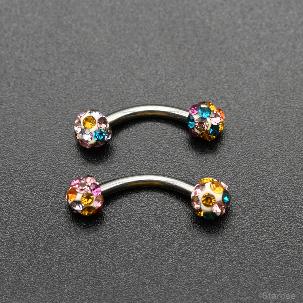 2Pcs 4mm Crystal Ball Curved B - огляд і ціна Nipple Bar Curved