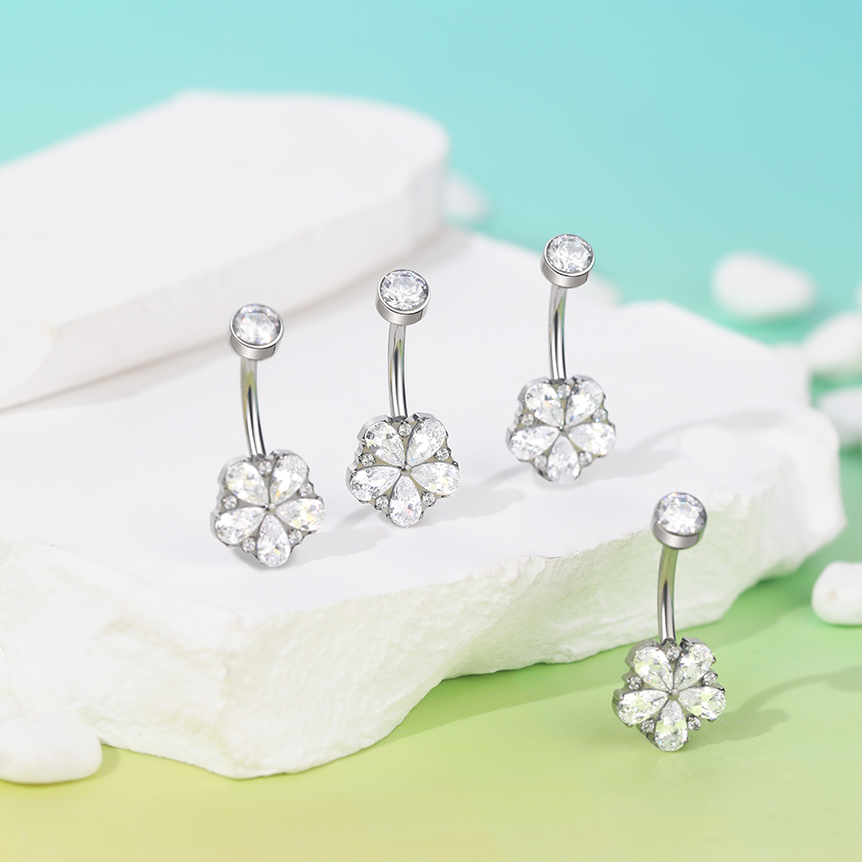 1Pc Titanium Zircon Belly Ring - огляд і ціна Belly Bar Titanium