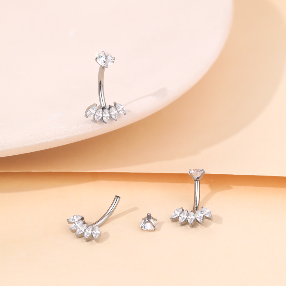 1Pc Titanium Zircon Belly Ring - огляд і ціна Belly Bar Titanium