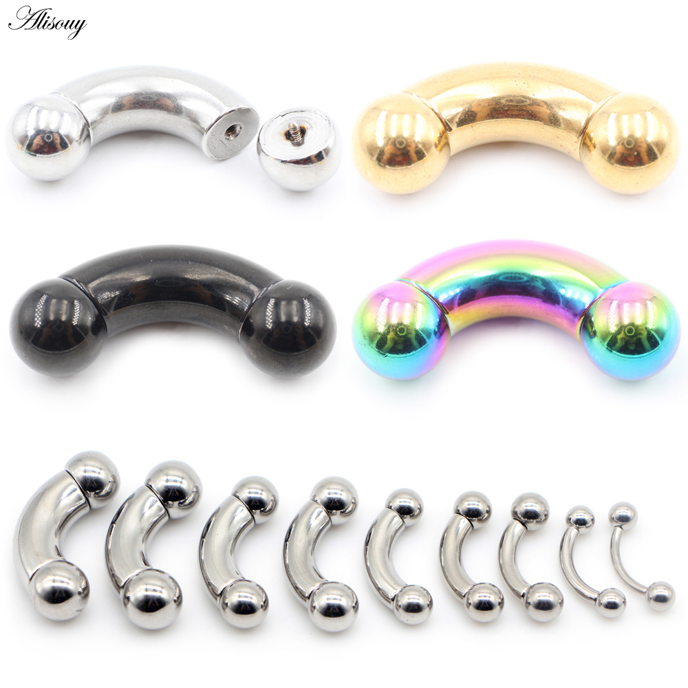 Alisouy 1pc Stainless Steel Bi - огляд і ціна Nipple Bar Curved