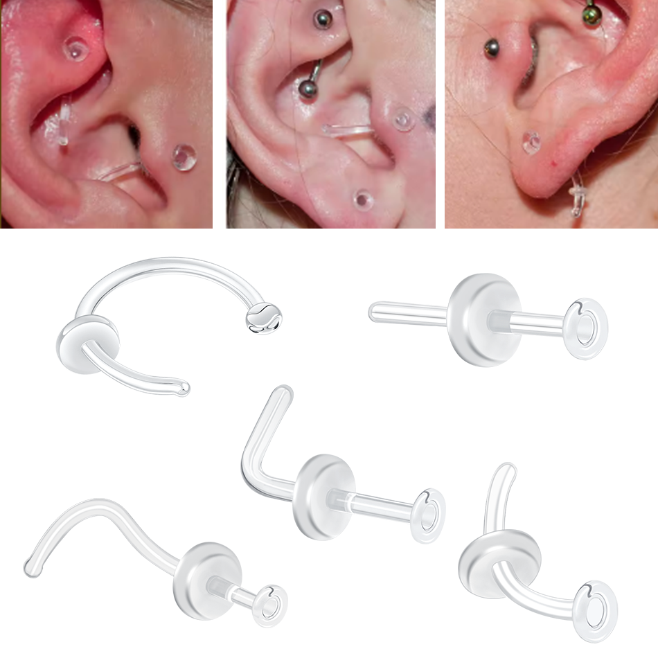 1/5PCS Glass Nose Stud Transpa - огляд і ціна Body Jewelry Storage