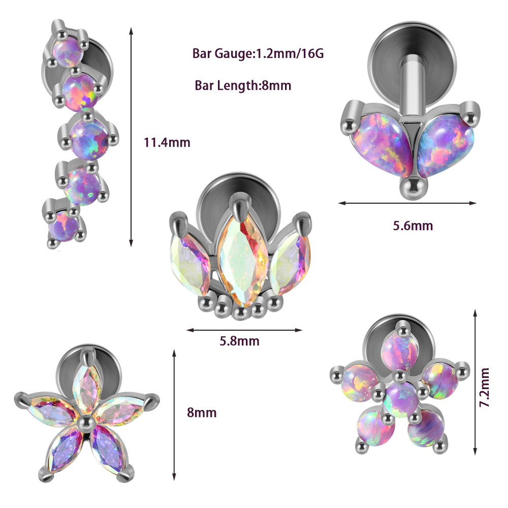1PC Stainless Steel Opal Flowe - огляд і ціна Body Jewelry Labret