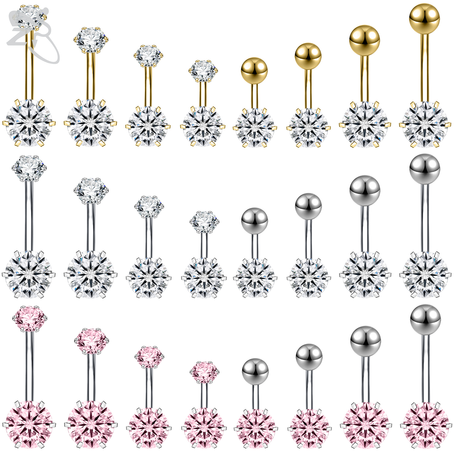 ZS 1 Piece 14G Stainless Steel - огляд і ціна Belly Bar Titanium