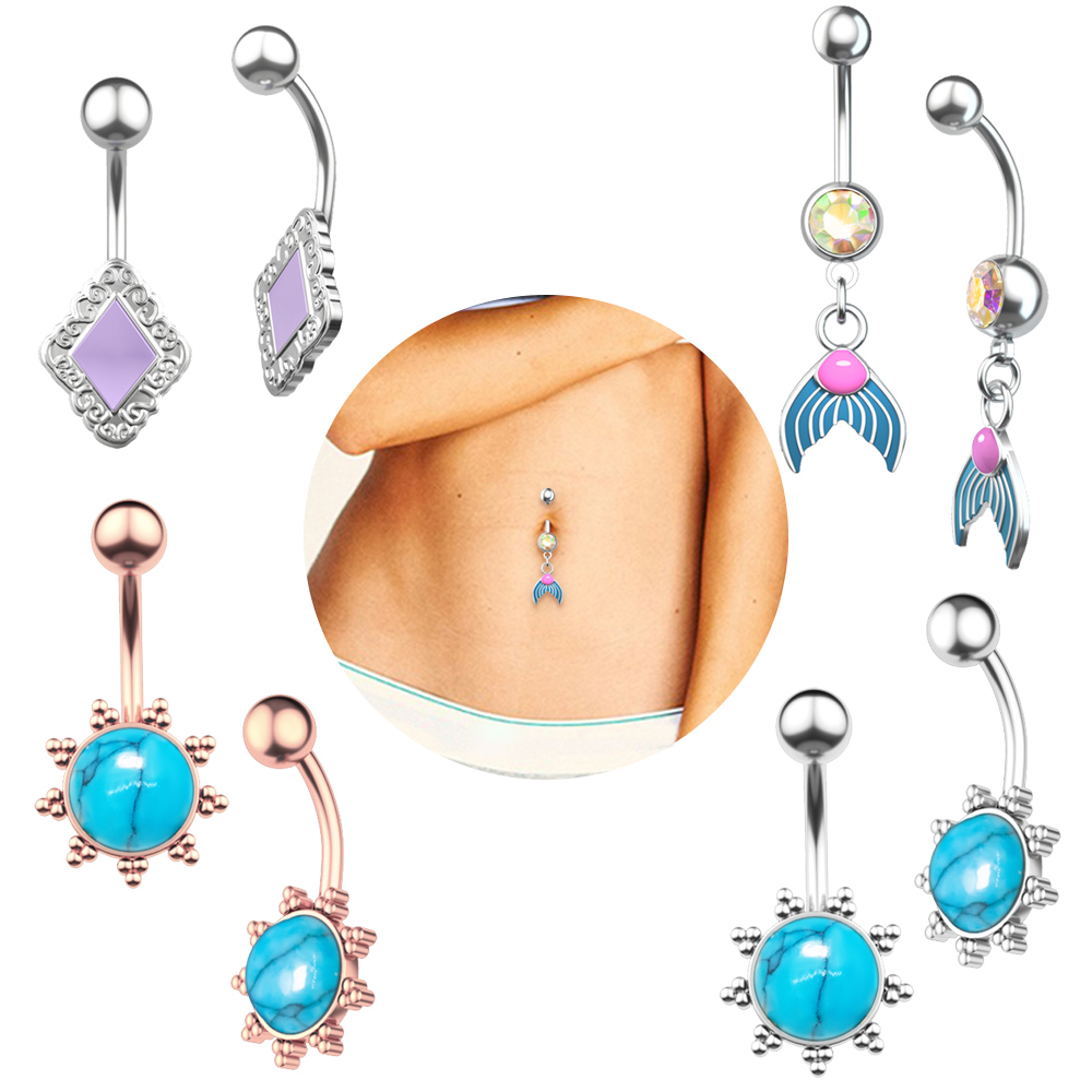 14G Curved Butterfly Series CZ - огляд і ціна Belly Bar Titanium