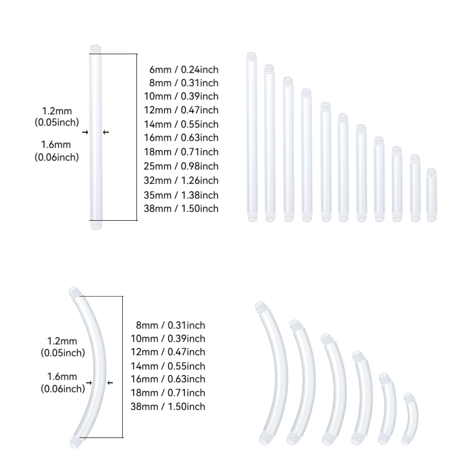 50Pcs/lot 14G Straight Bar Par - огляд і ціна Nipple Bar Curved