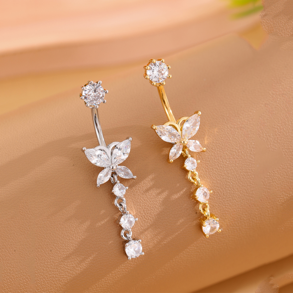 1pc Long Dangled Belly Button  - огляд і ціна Belly Bar Titanium