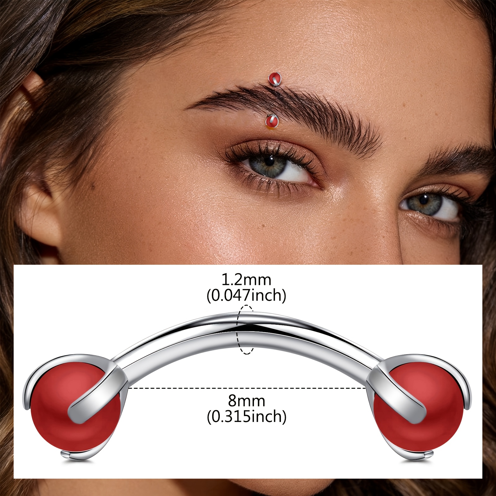 Curved Barbell with Faux Pearl - огляд і ціна Body Jewelry Measurements