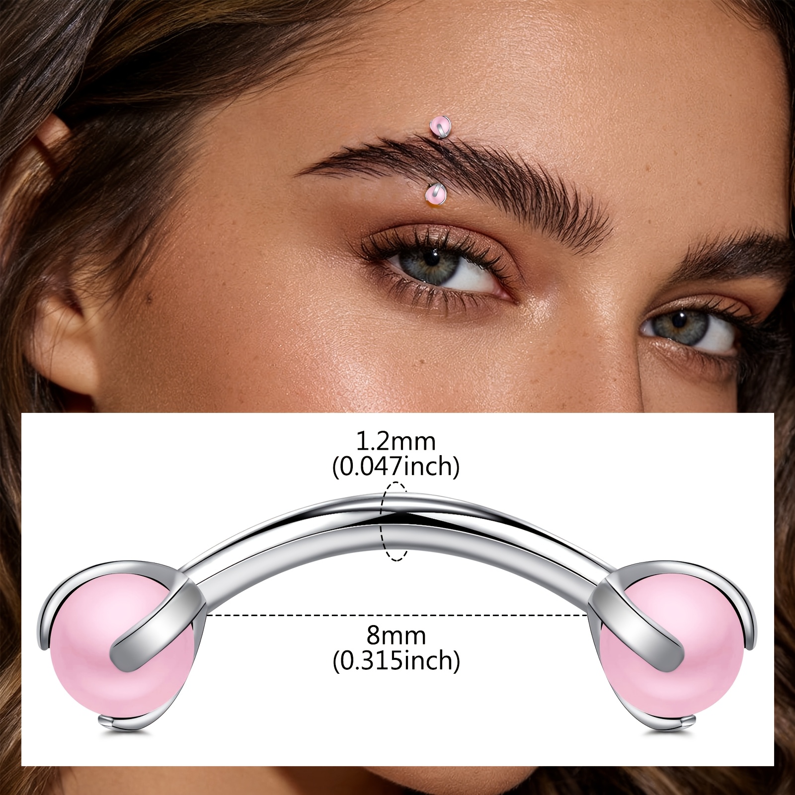 Curved Barbell with Faux Pearl - огляд і ціна Body Jewelry Measurements
